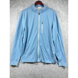 TravisMathew Mens Full Zip Golf Jacket Blue Heather Mock Neck Large